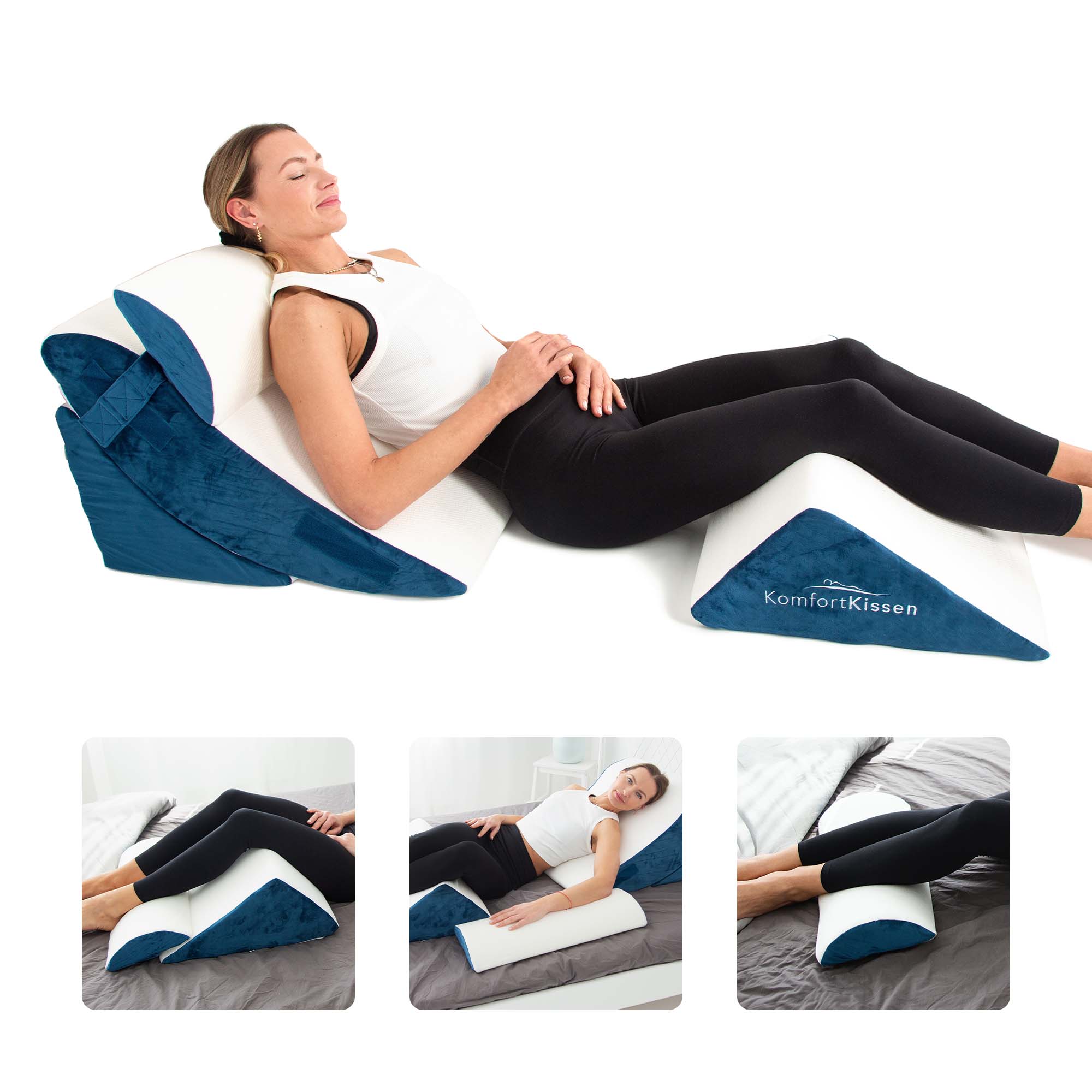 4-in-1 Ergonominen kiilatyyny – selälle, jaloille, polville ja niskalle 