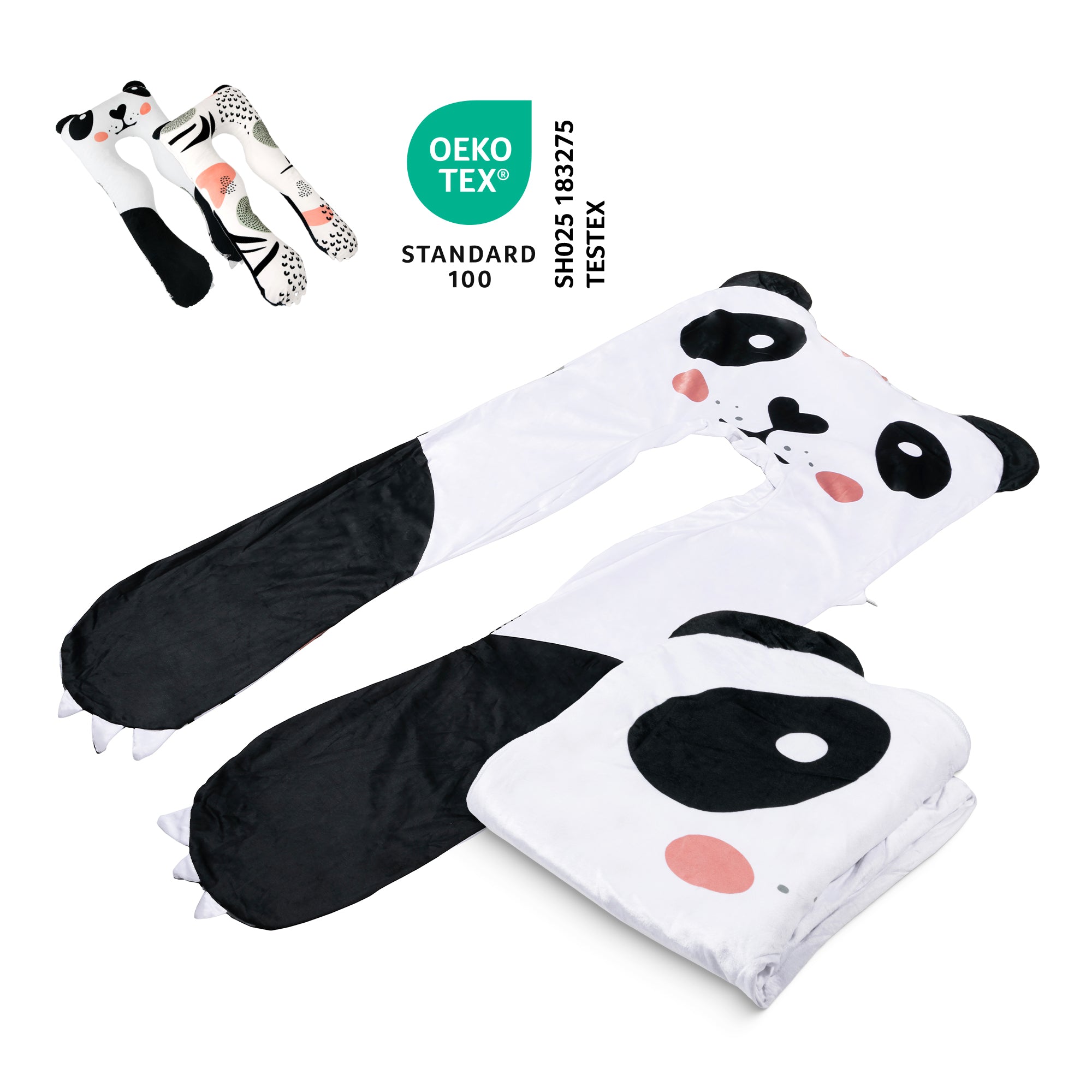 Vervangende hoes voor kinderkussen - Micropluche (Panda) 